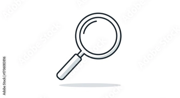 Obraz Simple Black and White Magnifying Glass Icon.