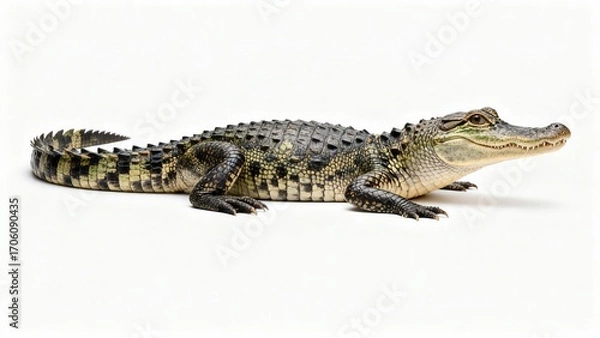 Fototapeta High Resolution Full Body Alligator With Shadow Isolated on white Background