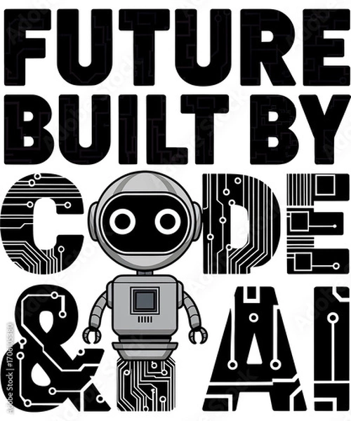 Fototapeta Future Built by Code & AI. 
 T-shirt design