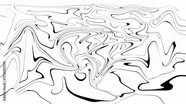 Fototapeta Abstract Black and White Swirls Organic Flowing Pattern for Backgrounds and Creative Projects