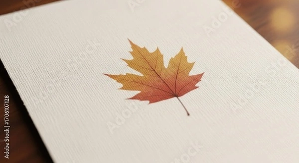 Fototapeta A detailed illustration of an autumn maple leaf against a textured white background.