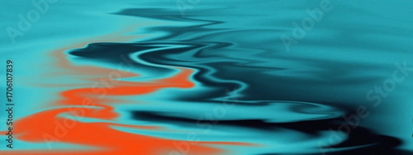 Fototapeta Abstract digital artwork featuring fluid swirling shapes in vibrant shades of blue and orange. Smooth color transitions create a dynamic flow with a hypnotic, dreamlike visual effect.