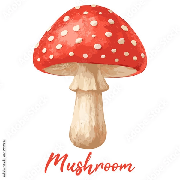 Obraz mushroom in watercolor illustration style, isolated vector on white background