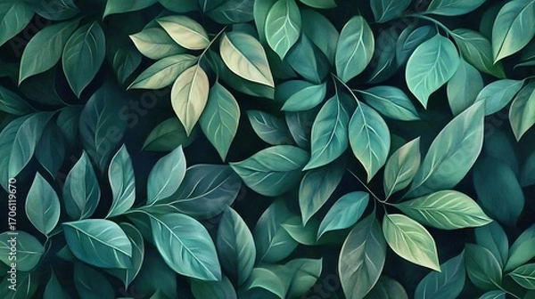 Obraz Vibrant Green Foliage Closeup with Textured Leaves in Natural Light and Detailed Vein-generative ai