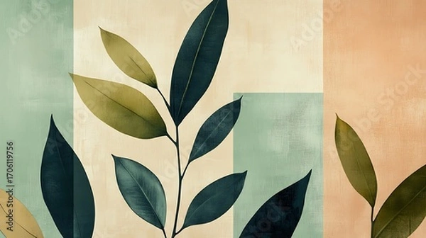 Obraz Vibrant Green Foliage Closeup with Textured Leaves in Natural Light and Detailed Vein-generative ai