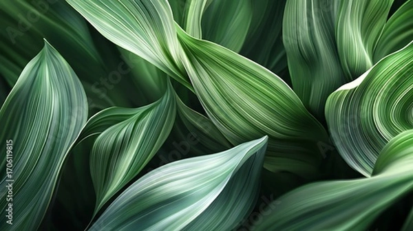 Obraz Vibrant Green Foliage Closeup with Textured Leaves in Natural Light and Detailed Vein-generative ai
