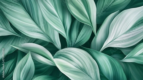 Obraz Vibrant Green Foliage Closeup with Textured Leaves in Natural Light and Detailed Vein-generative ai