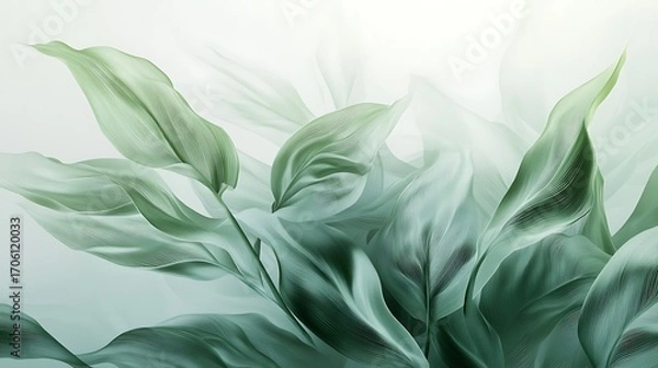 Obraz Vibrant Green Foliage Closeup with Textured Leaves in Natural Light and Detailed Vein-generative ai