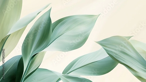 Obraz Vibrant Green Foliage Closeup with Textured Leaves in Natural Light and Detailed Vein-generative ai
