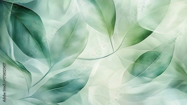 Obraz Vibrant Green Foliage Closeup with Textured Leaves in Natural Light and Detailed Vein-generative ai