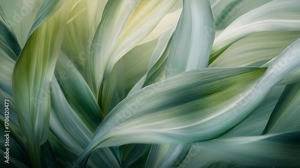 Obraz Vibrant Green Foliage Closeup with Textured Leaves in Natural Light and Detailed Vein-generative ai