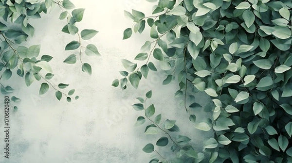 Obraz Vibrant Green Foliage Closeup with Textured Leaves in Natural Light and Detailed Vein-generative ai