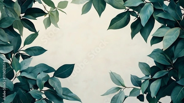 Obraz Vibrant Green Foliage Closeup with Textured Leaves in Natural Light and Detailed Vein-generative ai