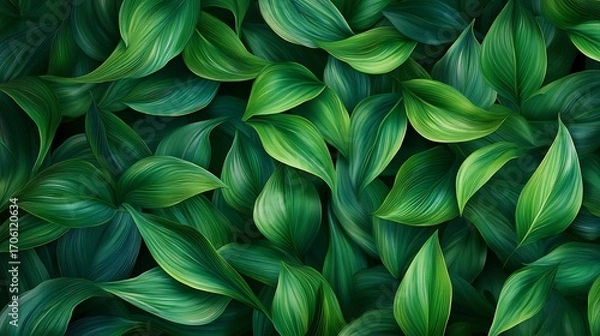 Obraz Vibrant Green Foliage Closeup with Textured Leaves in Natural Light and Detailed Vein-generative ai