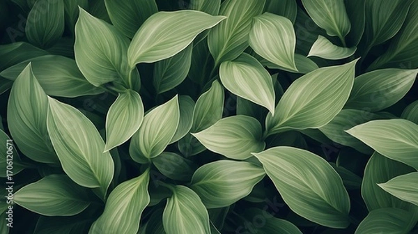 Obraz Vibrant Green Foliage Closeup with Textured Leaves in Natural Light and Detailed Vein-generative ai