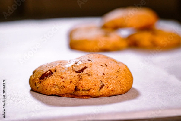 Obraz Chocolate chip cookies close up