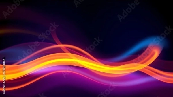 Fototapeta Colorful Wavy Light Streams on Dark Background: Vibrant Abstract Design Elements for Graphic Use                                                      
