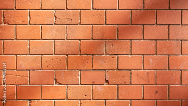 Fototapeta Wall of rectangular orange-coloured bricks