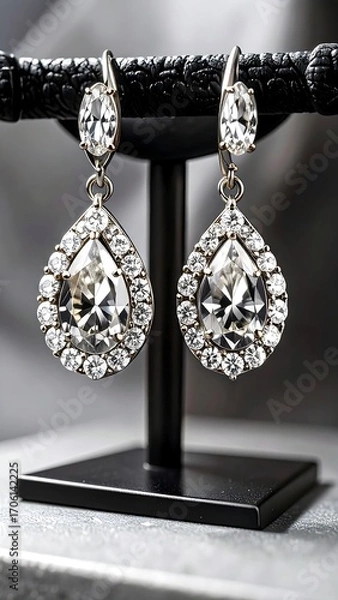 Obraz Elegant pear-shaped crystal earrings