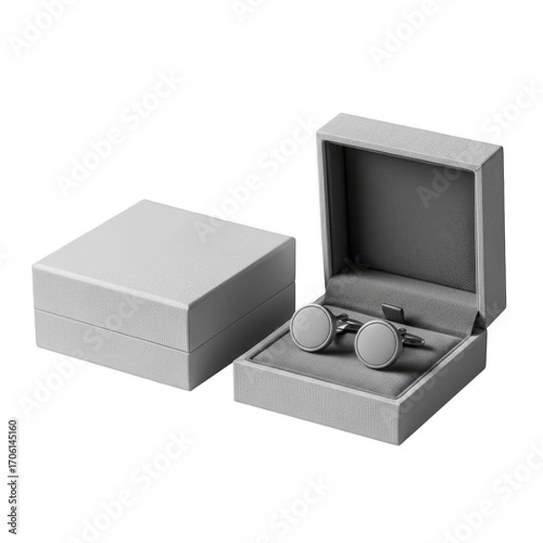 Fototapeta Elegant cufflinks in a presentation box isolated on transparent background