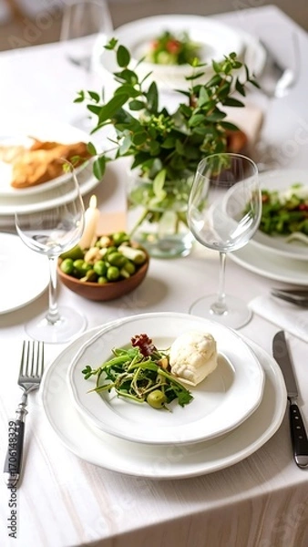 Obraz Elegant table setting with appetizers