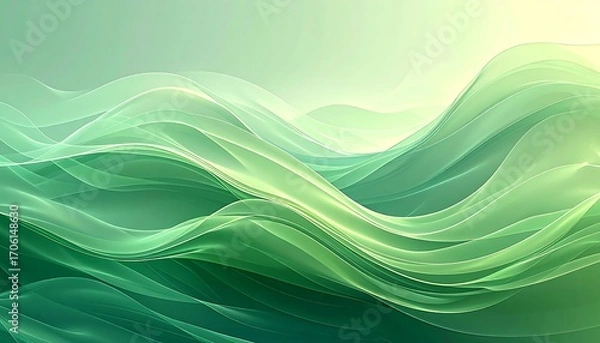 Fototapeta Abstract flowing green waves