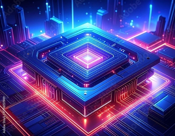 Fototapeta Digital CPU on circuit board