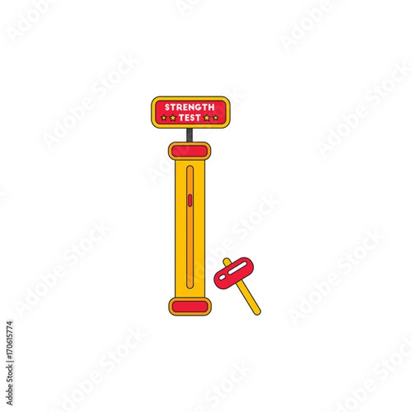 Fototapeta Strength tester. Test your strength amusement game. Power and strong, entertainment and festival. Vector illustration