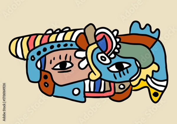 Fototapeta  colorful abstract face portrait cubism art style