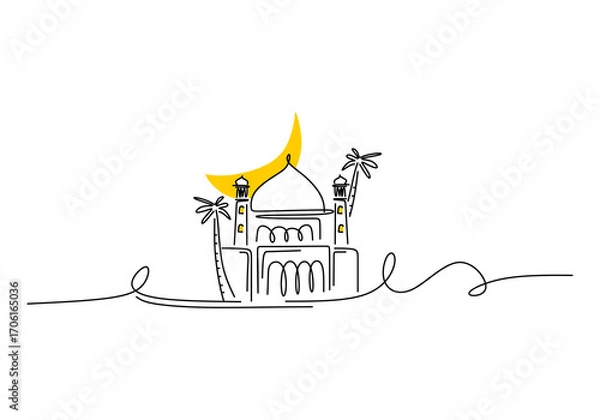 Fototapeta mosque vector illustration of a line