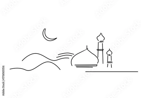 Fototapeta mosque vector illustration of a line