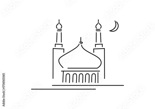 Fototapeta mosque vector illustration of a line