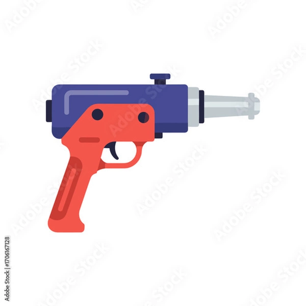 Fototapeta Colorful illustration of a futuristic toy gun with a sleek design against a plain background