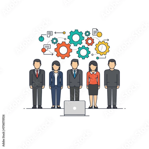 Fototapeta Team of business people working together on a project isolated on white background