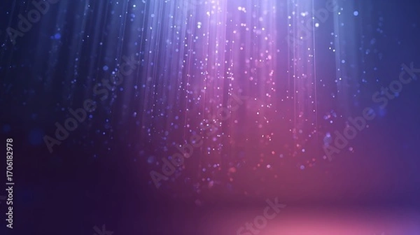 Fototapeta Abstract background with light rays and sparkling particles in purple and blue tones, creating a dreamy scene