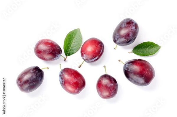 Fototapeta plums on white background