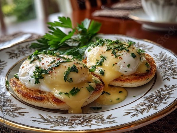 Obraz classic eggs benedict with poached eggs