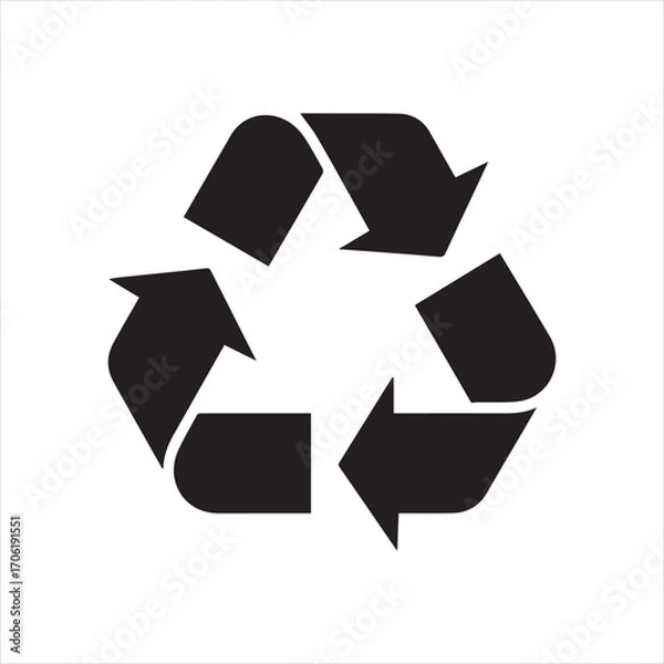 Fototapeta Recycle Icon: A clean and minimal vector design representing the universal symbol of recycling, environmental conservation, and sustainability.