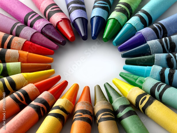 Obraz colored pencils on white background