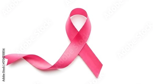 Fototapeta A simple yet poignant image of a pink ribbon, a universal symbol of breast cancer awareness and support