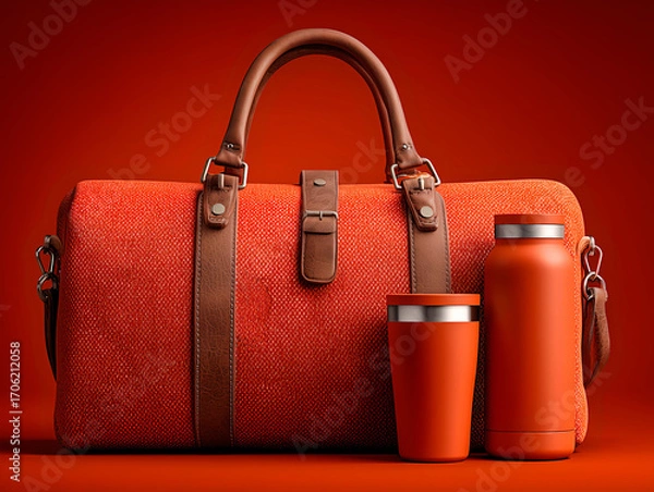 Obraz red bag on a red background