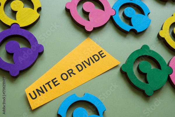 Fototapeta Unite or divide. Symbol of teamwork.