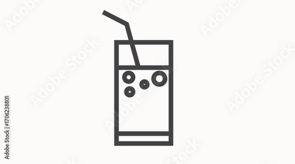 Obraz Drink Icon. Vector isolated illustration of a glass with liquid and a straw