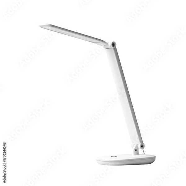 Fototapeta Modern minimalist white led desk lamp for home office study adjustable brightness