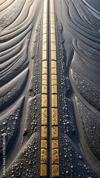 Obraz Abstract textured surface with golden lines