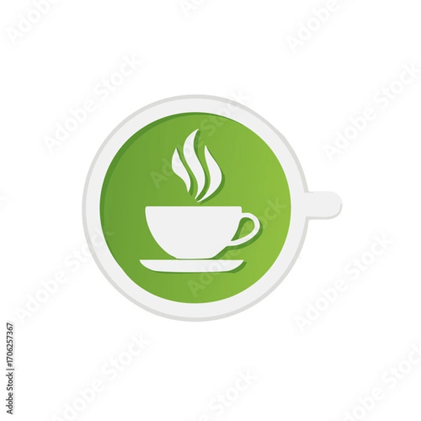 Obraz Coffee cup icon graphic inside a green circle with steam rising