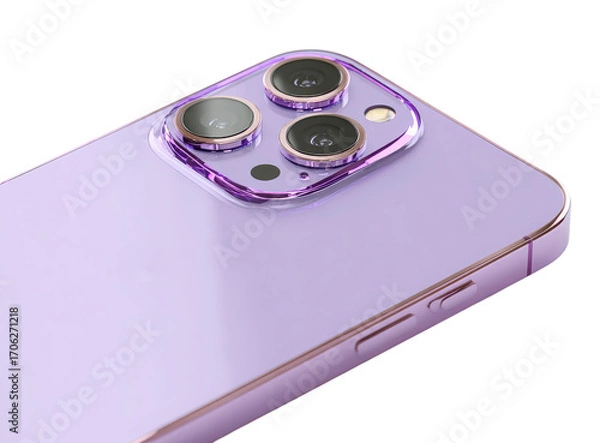 Fototapeta Sophisticated Smartphone Design: A close-up showcases the sleek design of a contemporary smartphone, highlighting its camera and casing.