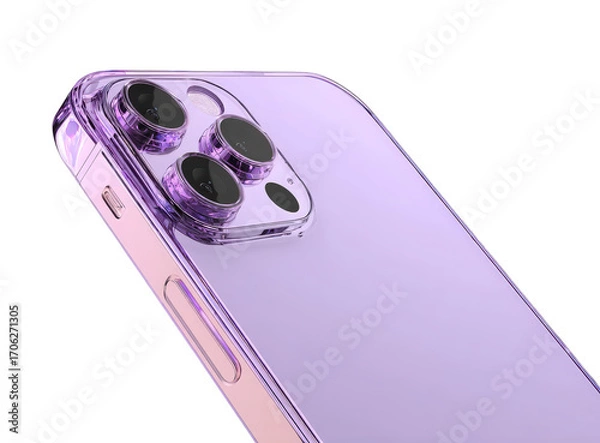Fototapeta Tech Aesthetic: A stylish smartphone with multiple lenses and a sleek design, captured in a high-angle shot, perfect for showcasing technological advancement.