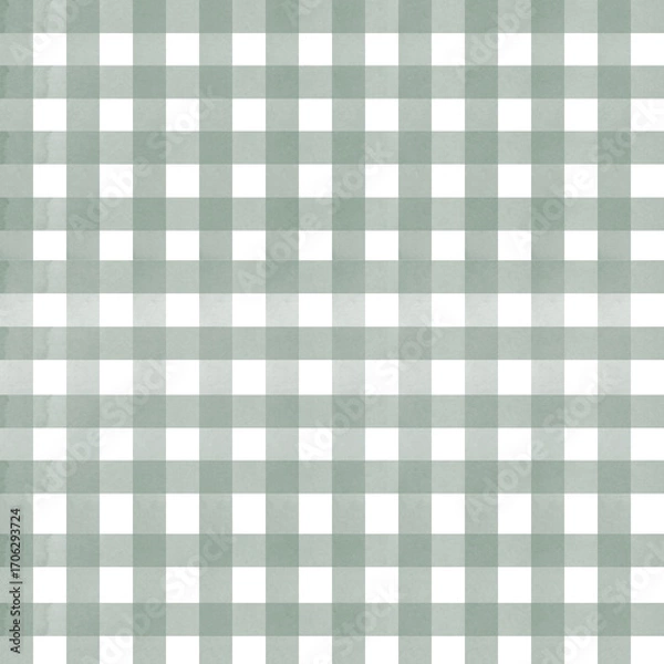 Fototapeta Sage Green Gingham Checkered Fabric