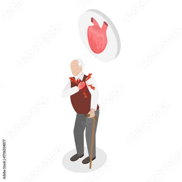 Fototapeta 3D Isometric Flat Vector Illustration of Heart Attack, Cardiac Failure. Item 1